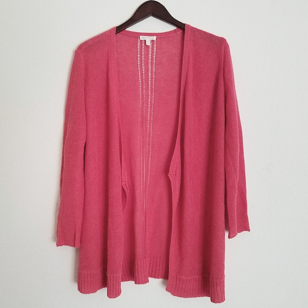 Eileen Fisher Crochet Open Front Cardigan